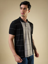 Mens All-Over Stripes Printed Half Sleeves Regular Fit Tshirt